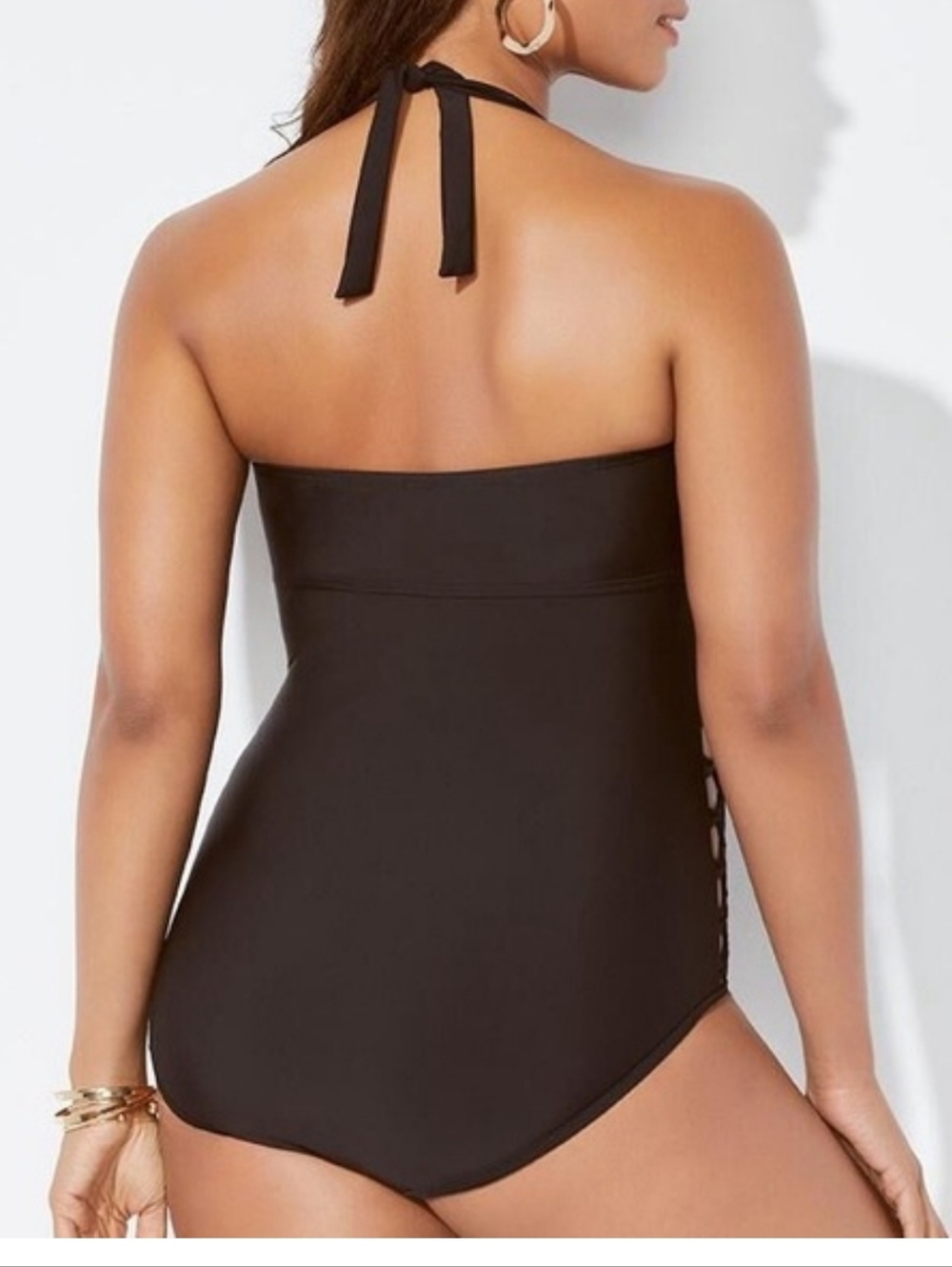 Swimsuits For All Boss Black Strappy One-Piece with Side Lattice - Picture 2 of 7